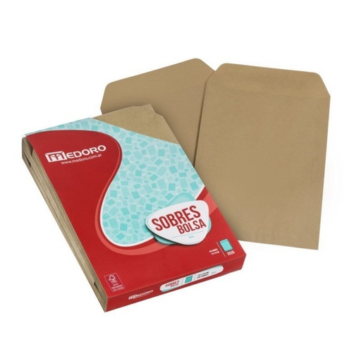 [BOKR1924X100] Sobre bolsa Kraft Medoro, 80g. 19 x 24cm. pack de 100 unidades