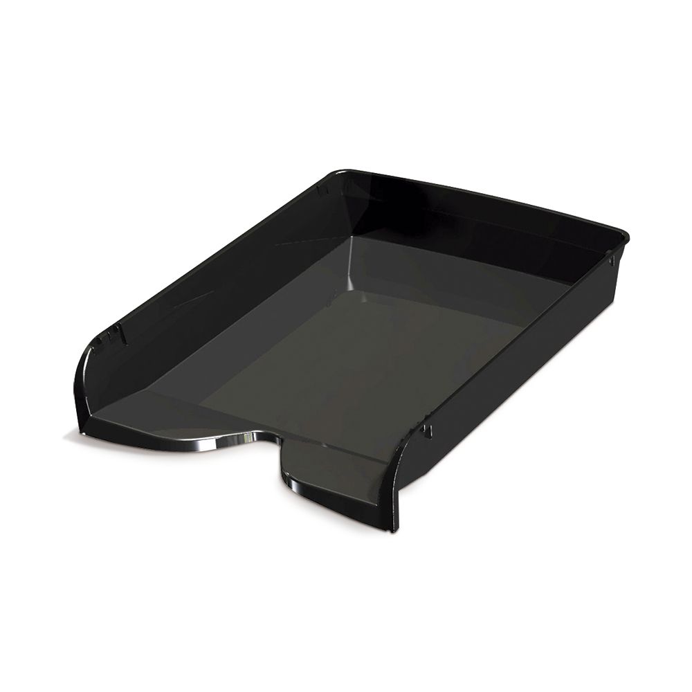 Bandeja de 1 piso Pizzini 801, plástica A4 negra brillante