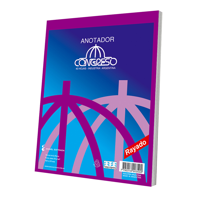 Block anotador Congreso, 40 hojas rayadas