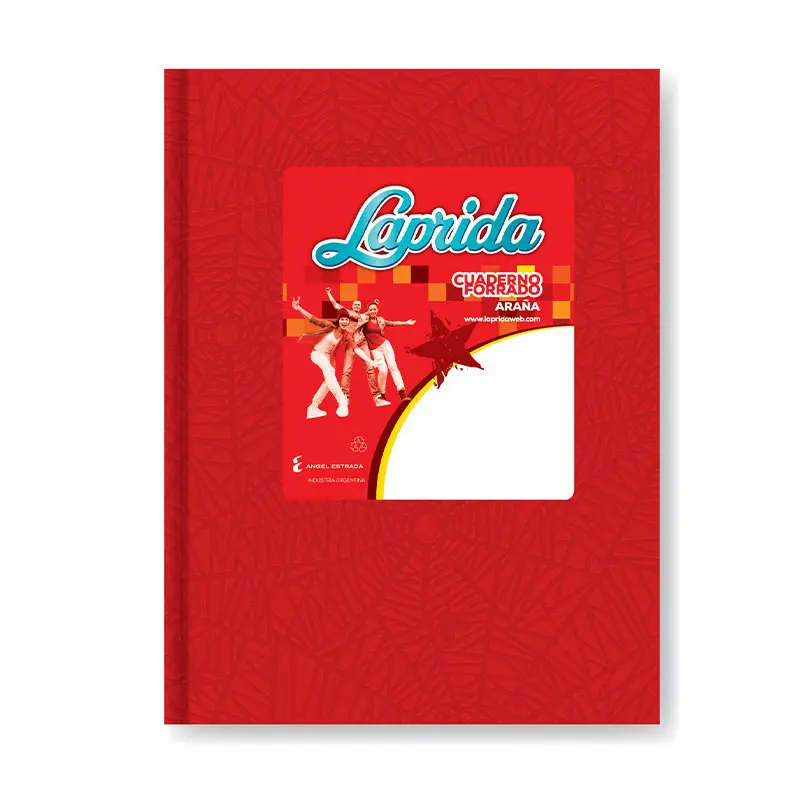 Cuaderno Laprida Araña rojo, 16x21cm. 50 hojas rayadas