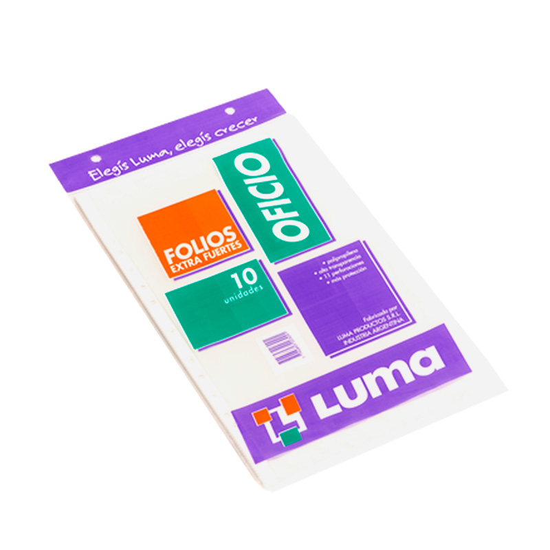 Folios Oficio PPP Luma Extra Fuerte 70 micrones pack x 10