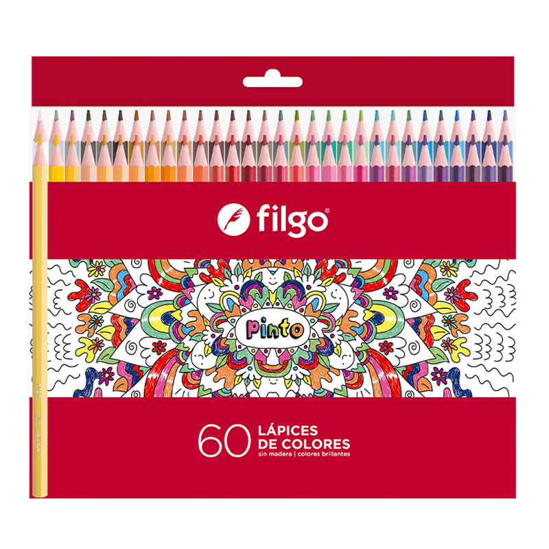 Lápices de colores Filgo Cole largos, caja de 60 colores