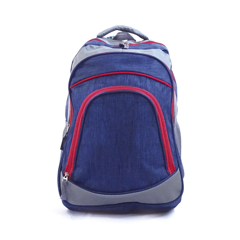 Mochila escolar RQ School III 18" azul y gris con cierre rojo