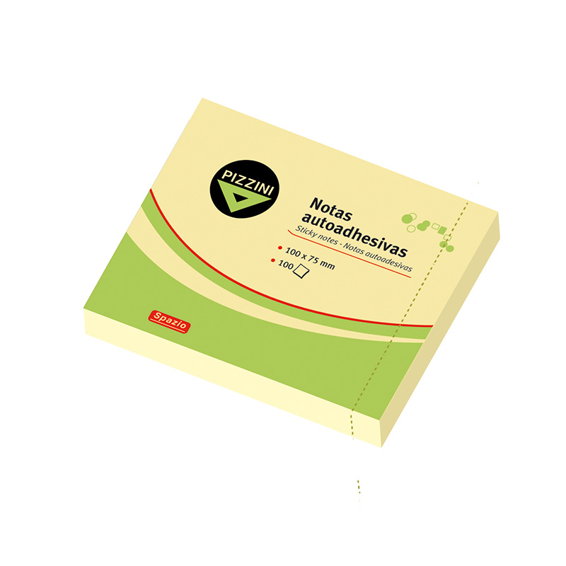 Notas Autoadhesivas Pizzini amarilla, 75 x 100mm. x 100hs