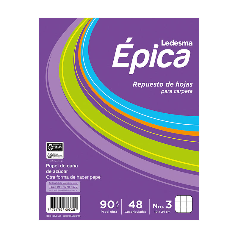 Repuesto Épica, 48 hojas cuadriculadas