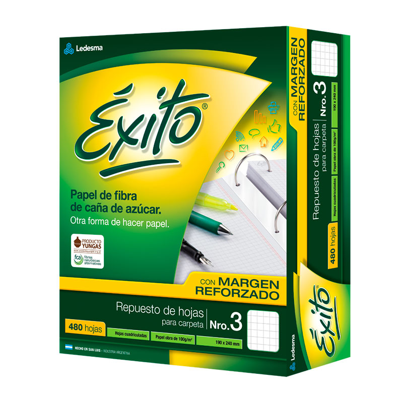 Repuesto Éxito Reforzado, 480 hojas cuadriculadas