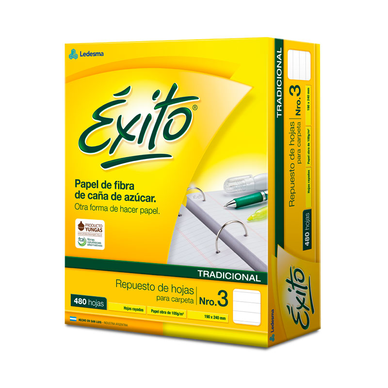 Repuesto Éxito, 480 hojas rayadas