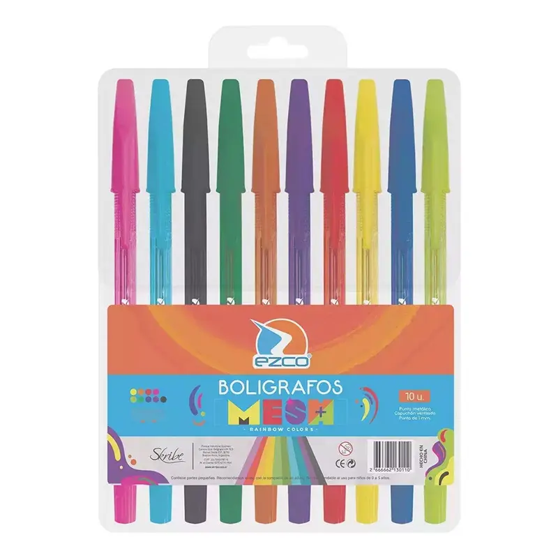 Bolígrafo Ezco 1mm. estuche de 10 colores