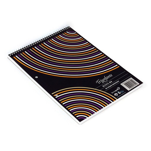 [TRIUNFESPA4C] Block A4 espiralado Triunfante, 80 hojas cuadriculadas