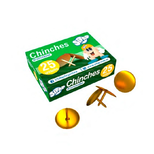 [SIFAPCHINX25] Chinches de 1 punta Sifap, caja de 25 unidades