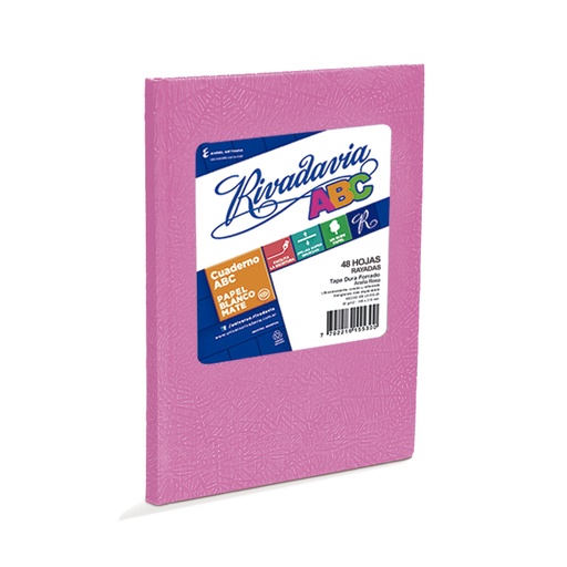 [ABC1923RS48R] Cuaderno Rivadavia ABC  rosa, 19x23cm. 48 hojas rayadas