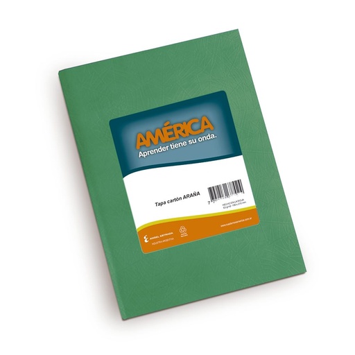 [AMERVERD42RA] Cuaderno América Araña verde, 16x21cm. 42 hojas rayadas