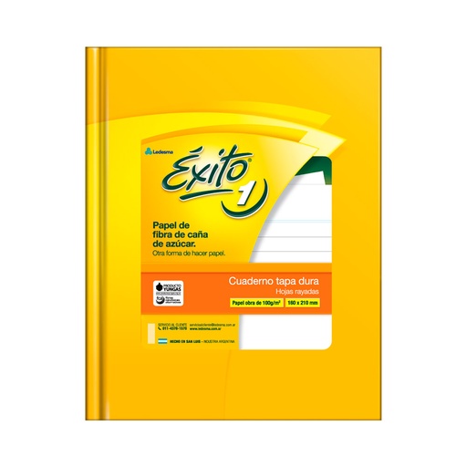 [EXITO1TC100R] Cuaderno Éxito E1 Ecológico tapa cartón, 16x21cm. 100 hojas rayadas