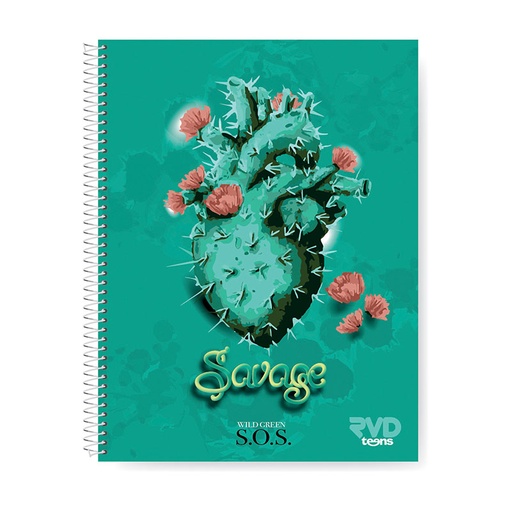 [RIVTFRVDLOVE] Cuaderno Rivadavia Teens Love Nature espiralado, 22x29cm. 150 hojas cuadriculadas