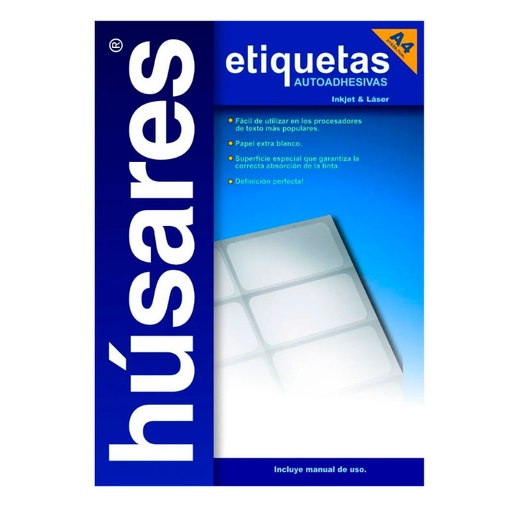 [HUSARES34110] Etiqueta imprimibles InkJet | LaserJet Húsares H34110 A4, 9.90 x 5.70cm. 100 hojas