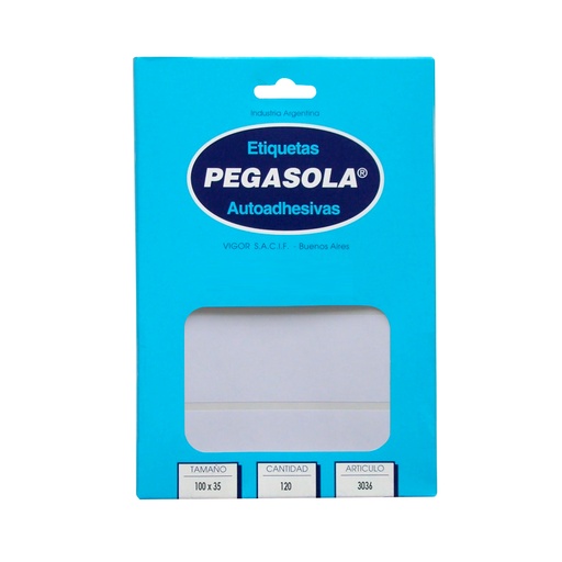 [PEGASO35X100] Etiquetas Pegasola 3.5 x 10cm. caja de 120 etiquetas