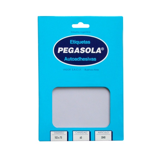 [PEGASO75X103] Etiquetas Pegasola 7.5 x 10.3cm. caja de 60 etiquetas