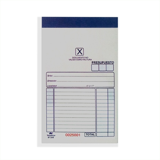 [TALOFFICE210] Talonario Presupuesto 210 duplicado Taloffice 