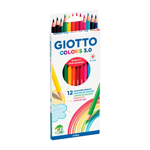[GIOTTO3012L] Lápices de colores Giotto Colors 3.0 largas hexagonales, de 12 colores