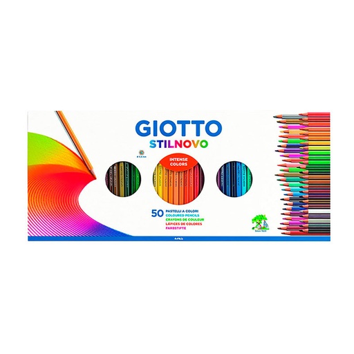 [GIOTTOSTI50L] Lápices de colores Giotto Stilnovo largos hexagonales, caja de 50 colores