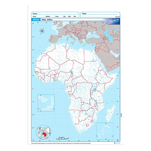 [RIVMPAFRP5] Mapa África político Rivadavia N°5, block de 20 mapas