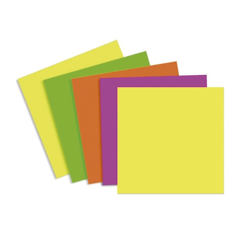 [GLASEFLUO5] Papel glasé flúo, pack de 5 unidades