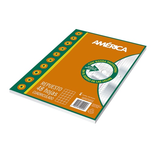 [AMERREP96CU] Repuesto América Banda, 96 hojas cuadriculadas