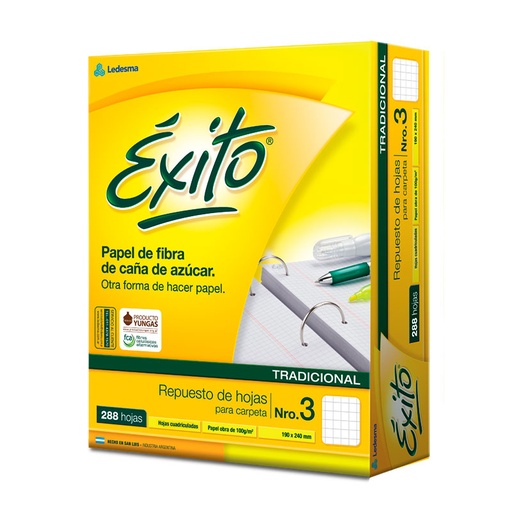 [EXITOREP288C] Repuesto Éxito, 288 hojas cuadriculadas