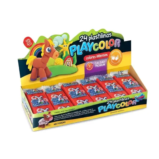 [PLAYPLA24ROJ] Plastilina Playcolor roja, caja de 24 barras