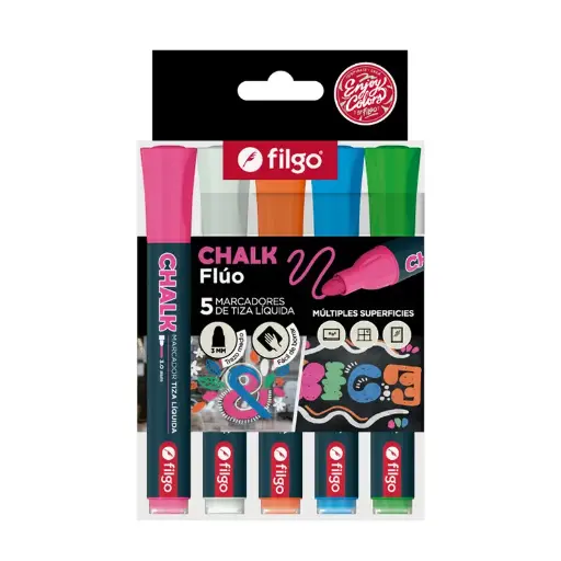 [FILGOTIZALIQX5] Marcador Tiza Liquida Filgo 3.0mm. estuche de 5 colores