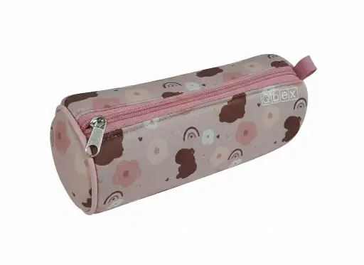 [CANOTUBBOCAP] Cartuchera de tela  neopren de 1 cierre Capibara tipo tubo fondo Rosa